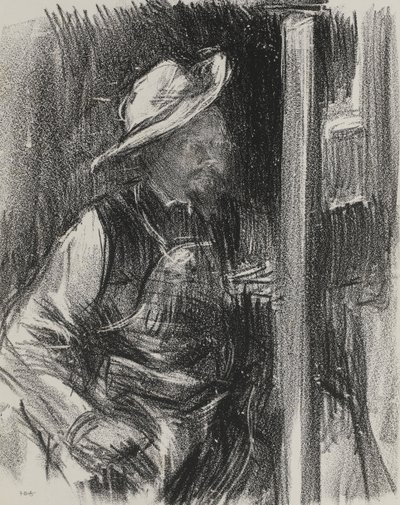 Portrait of an artist in a wide brimmed hat, early 1900s by Albert de Belleroche